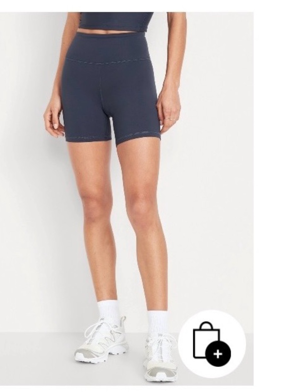 OLD NAVY High- Waisted PowerSoft Biker Shorts Go- Dry- Dusk Navy